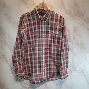 New York Sportswear Exchange Red Plaid Long Sleeve Casual Button-down Shirt